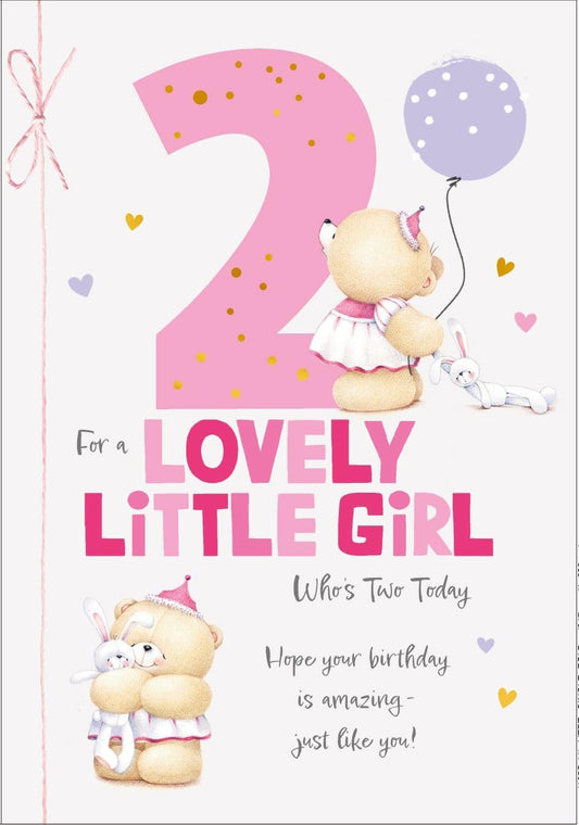 Teddy Bear Design 'Lovely Little Girl' 2nd Birthday Card