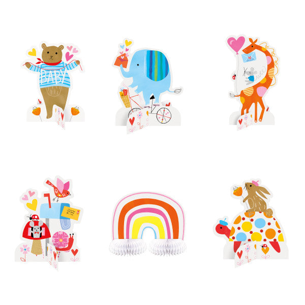 Zoo Animal Baby Shower Centerpieces - 6 Piece Set With Rainbow & Animal Cutouts, Gender Neutral - View #11