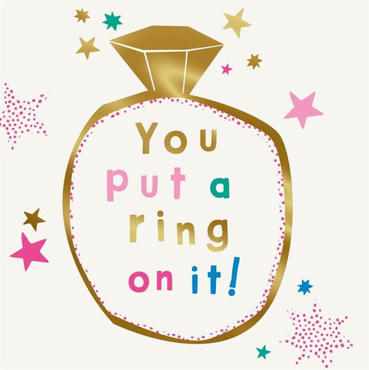 Gold and Pink Stars Design Engagement Congratulations Card