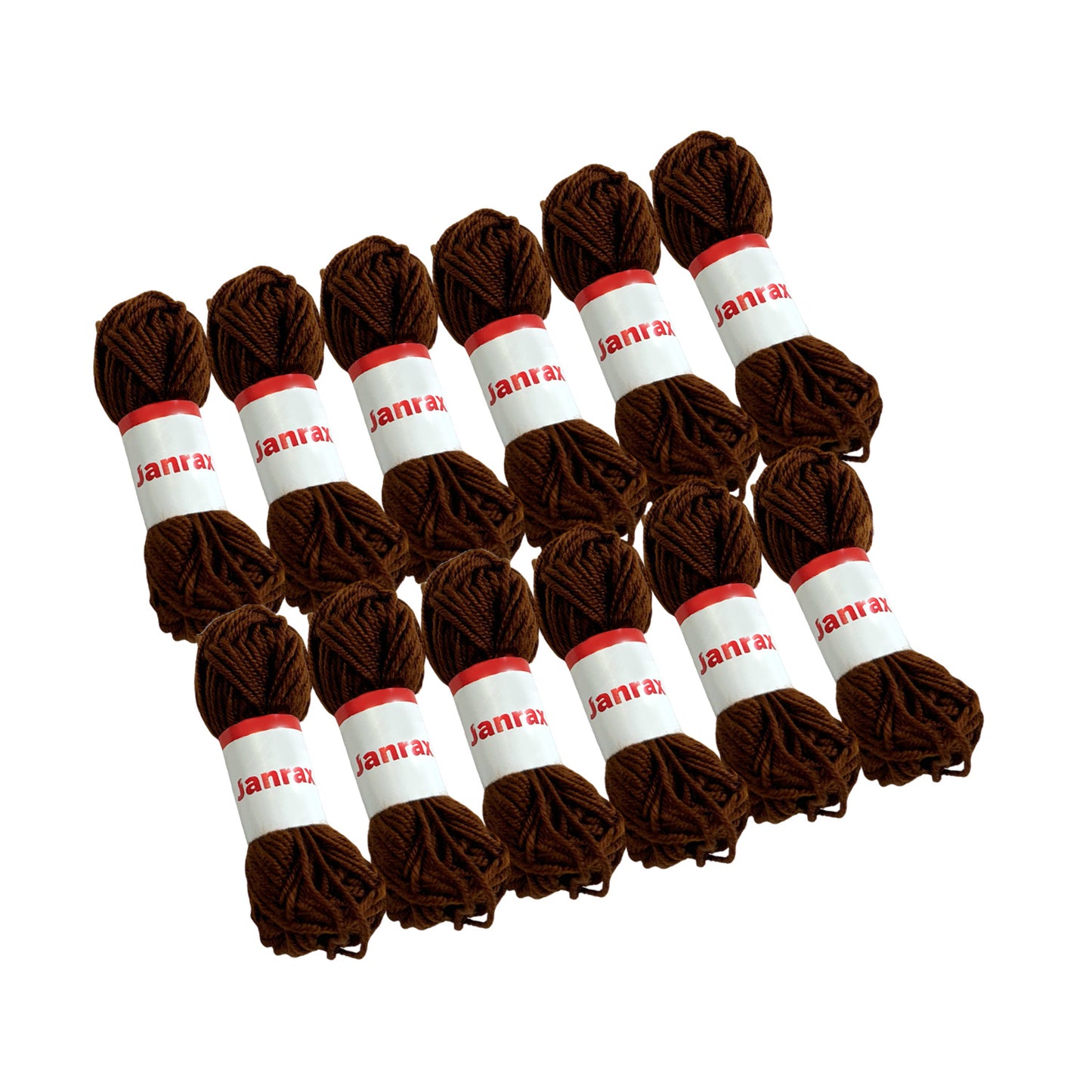 Pack of 20 Brown Acrylic Yarn Rolls – 10g each, 4 Strand 8 Ply Knitting Wool