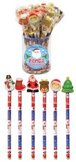 Pack of 24 Christmas Design Pencil with Eraser Top Stocking Filler