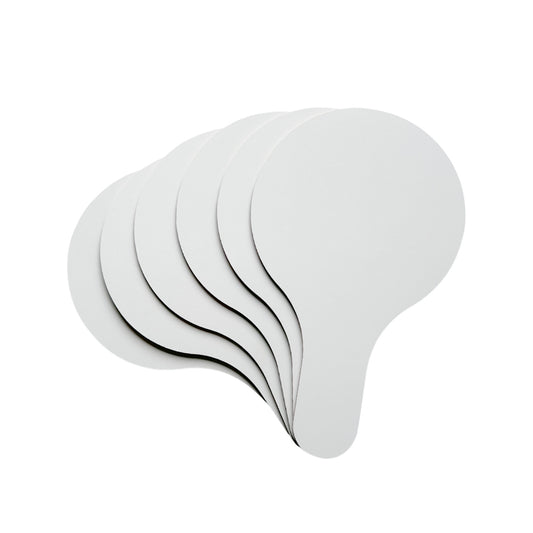 Pack of 6 Round Plain White MDF Double Sided Dry Erase Handheld Answer Paddles - Mini Whiteboard