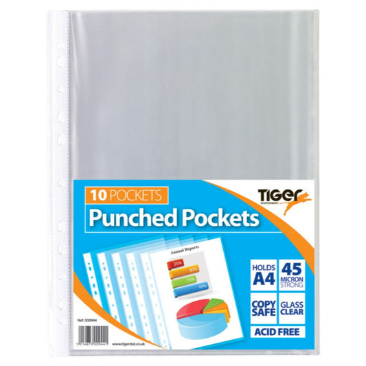 Pack of 10 A4 Punched Pockets