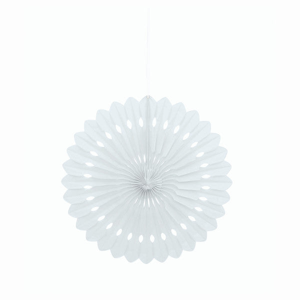 White Solid 16" Tissue Paper Fan