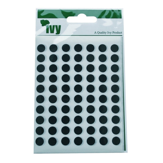 Pack of 490 8mm Black Round Sticky Dots