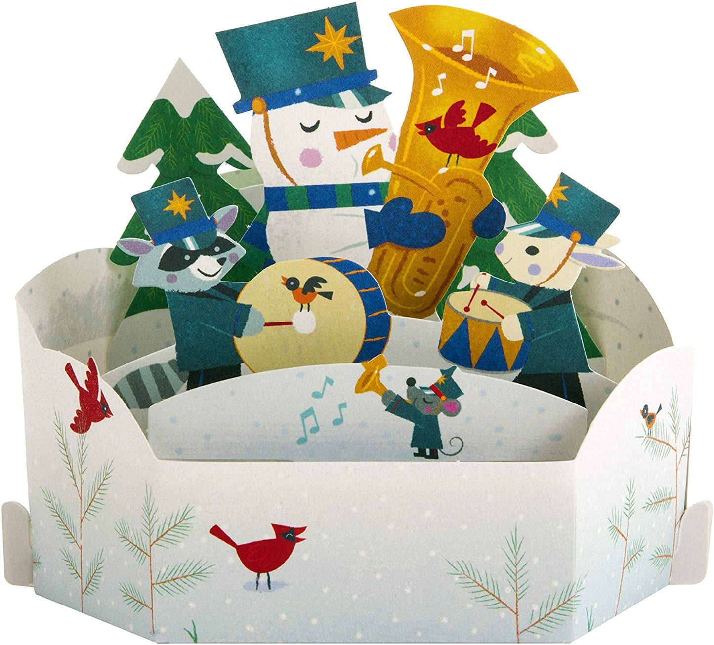 Pop-Up 3D Christmas Card from Hallmark Paper Wonder Festive Marching Band Design 