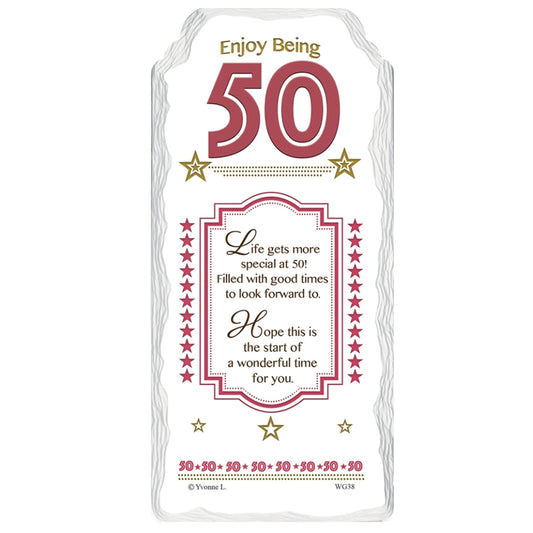 Enjoy Being 50 Sentimental Handcrafted Ceramic Plaque
