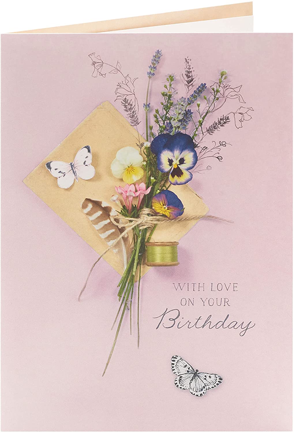 Embossed Cute Floral Design Into The Medow Range Birthday Card