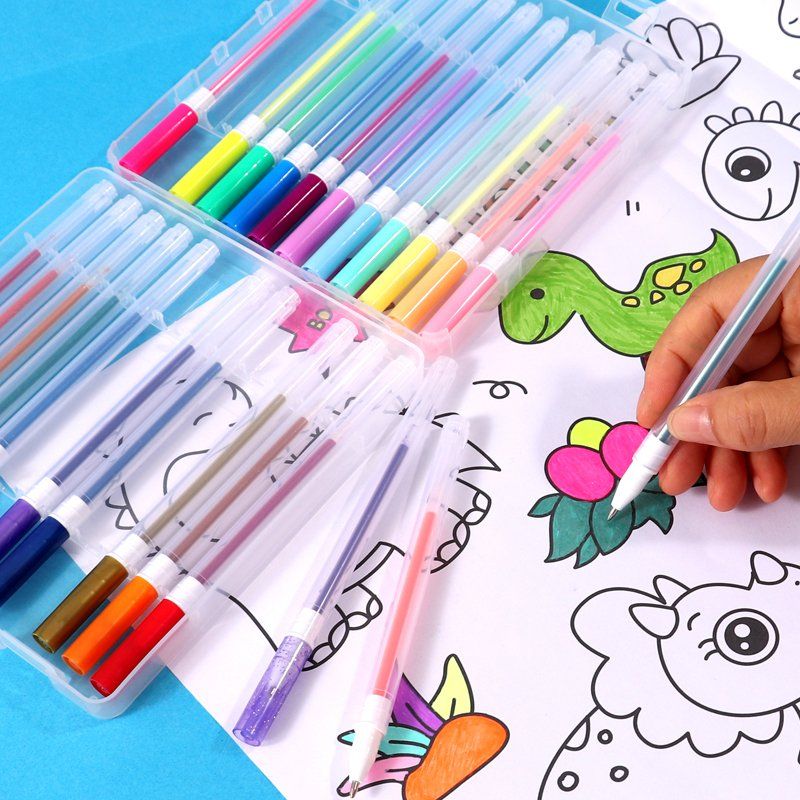 Pack of 24 Assorted Metal Pastel Glitter Neon Gel Ink Pens