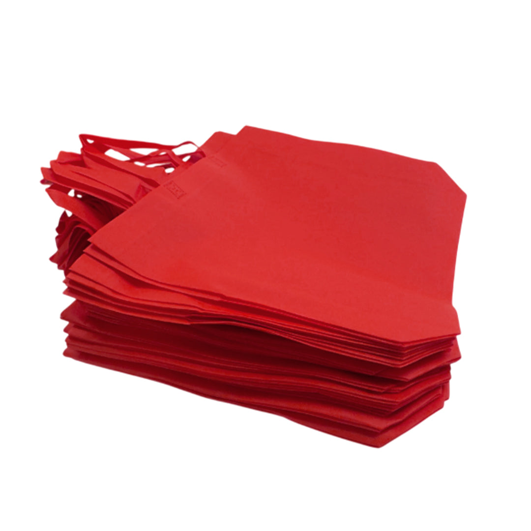Pack of 50 Red Coloured 35x25x10cm Non-Woven Bags with Handle