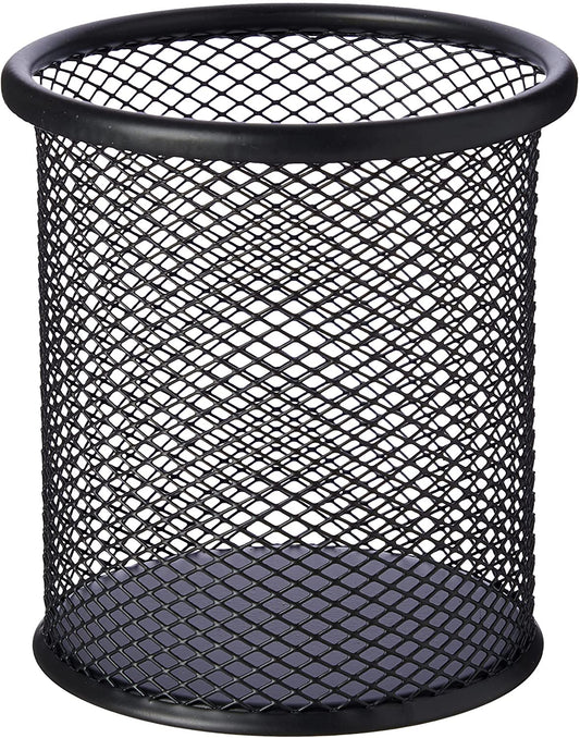 Q-Connect Mesh Desk Pen Pot Black 9 x 10cm
