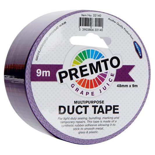 48mm x 9m Multipurpose Grape Juice Purple Duct Tape by Premto