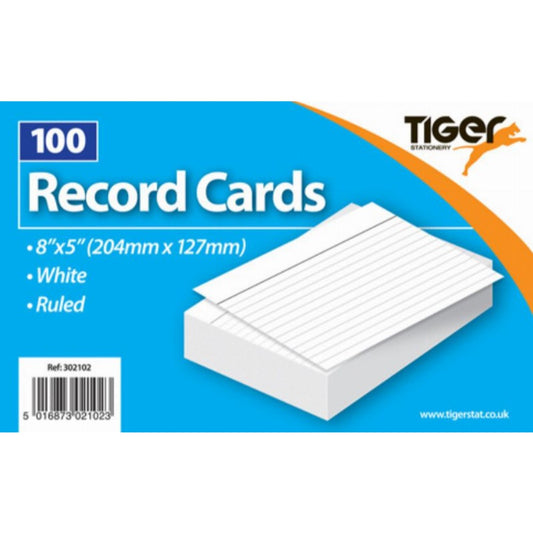 100 Sheets 8"X5" Record Cards Ruled 