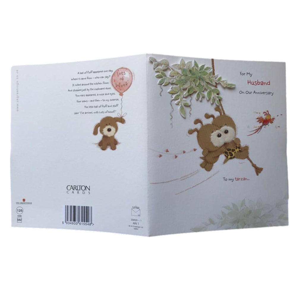 For My Husband Lots of Woof Wedding Anniversary Card