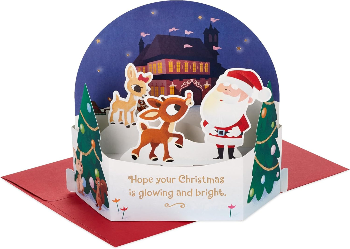 Snow Globe 3D Pop Up Santa & Rudolph Christmas Card