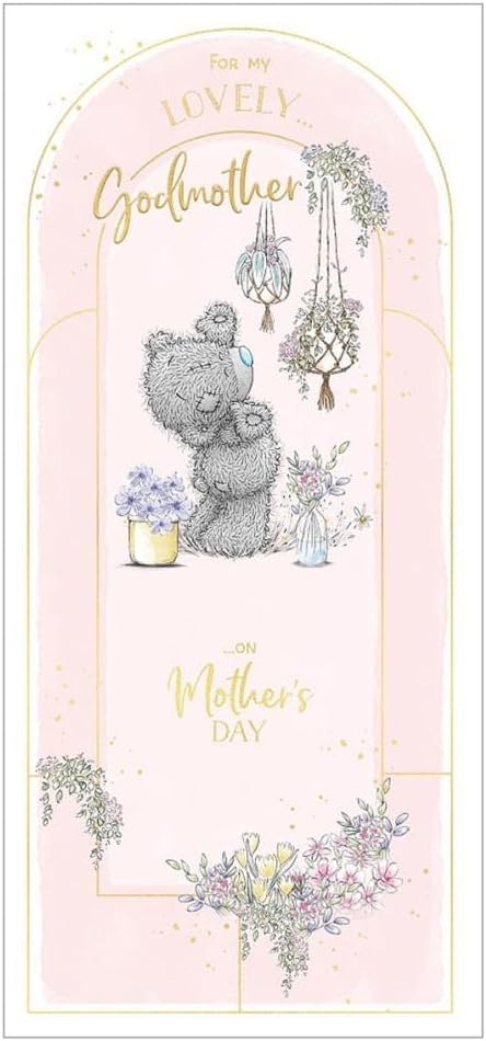 For Lovely Godmother Bear Hanging Plants Design Mother's Day Card