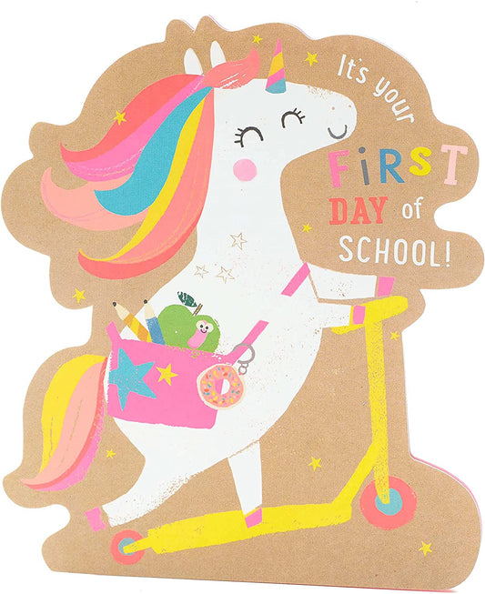 First Day Of School Card For Girl Unicorn Good Luck Congatulation 