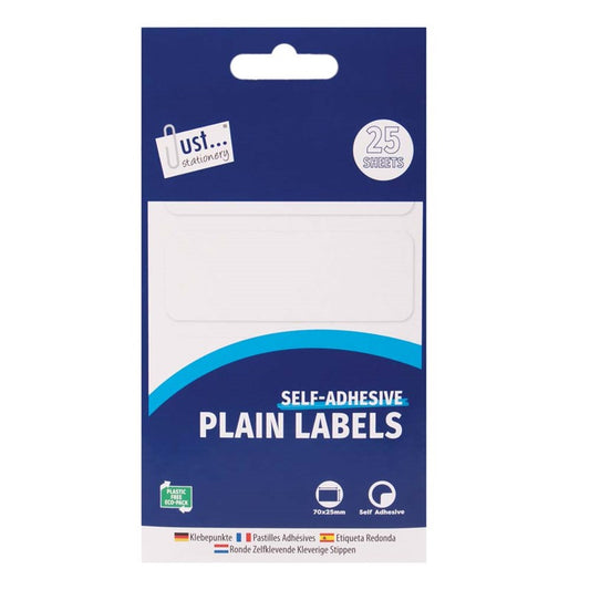 Pack of 100 White 70 x 25 mm Sticky Labels