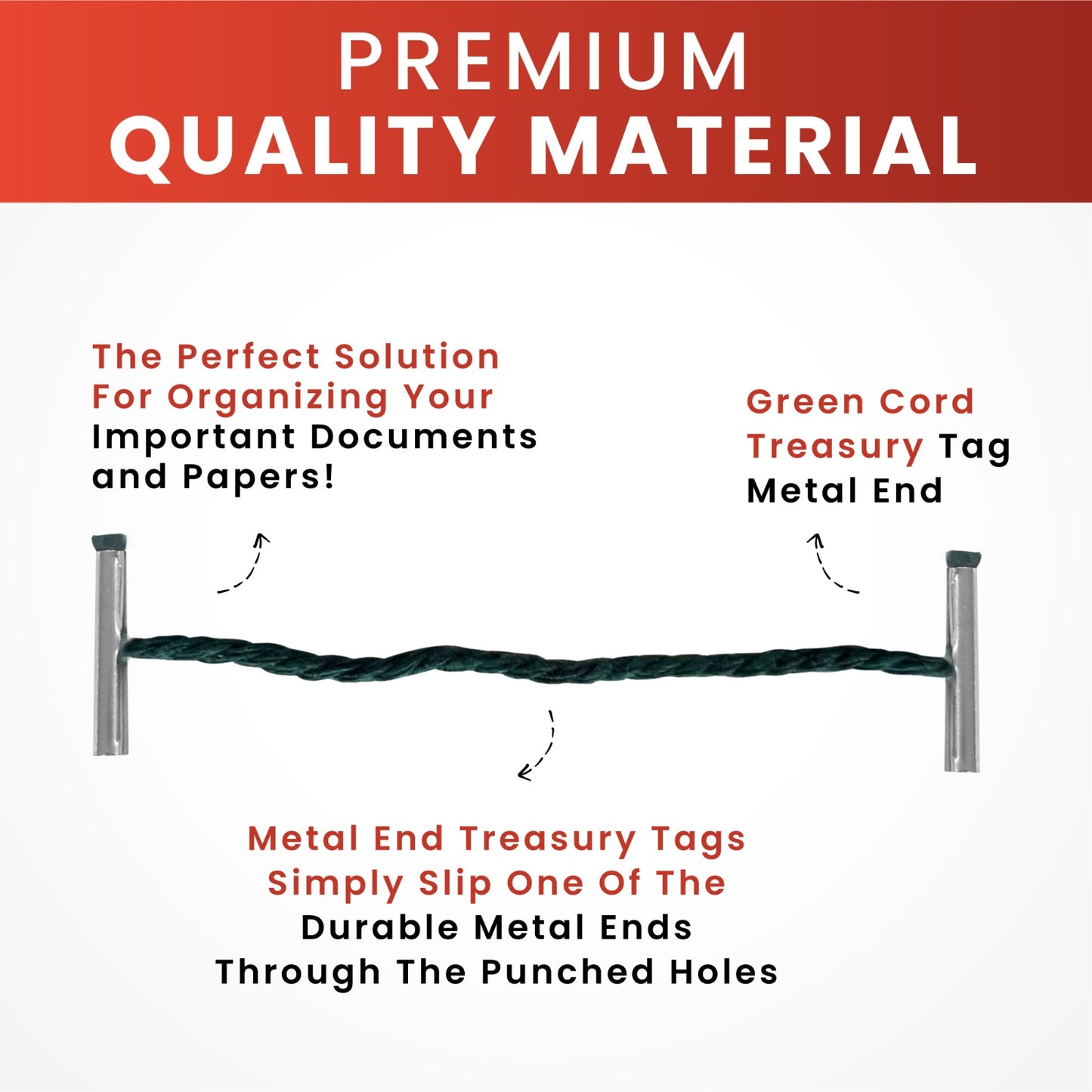 Pack of 1000 152mm Metal End Treasury Tags