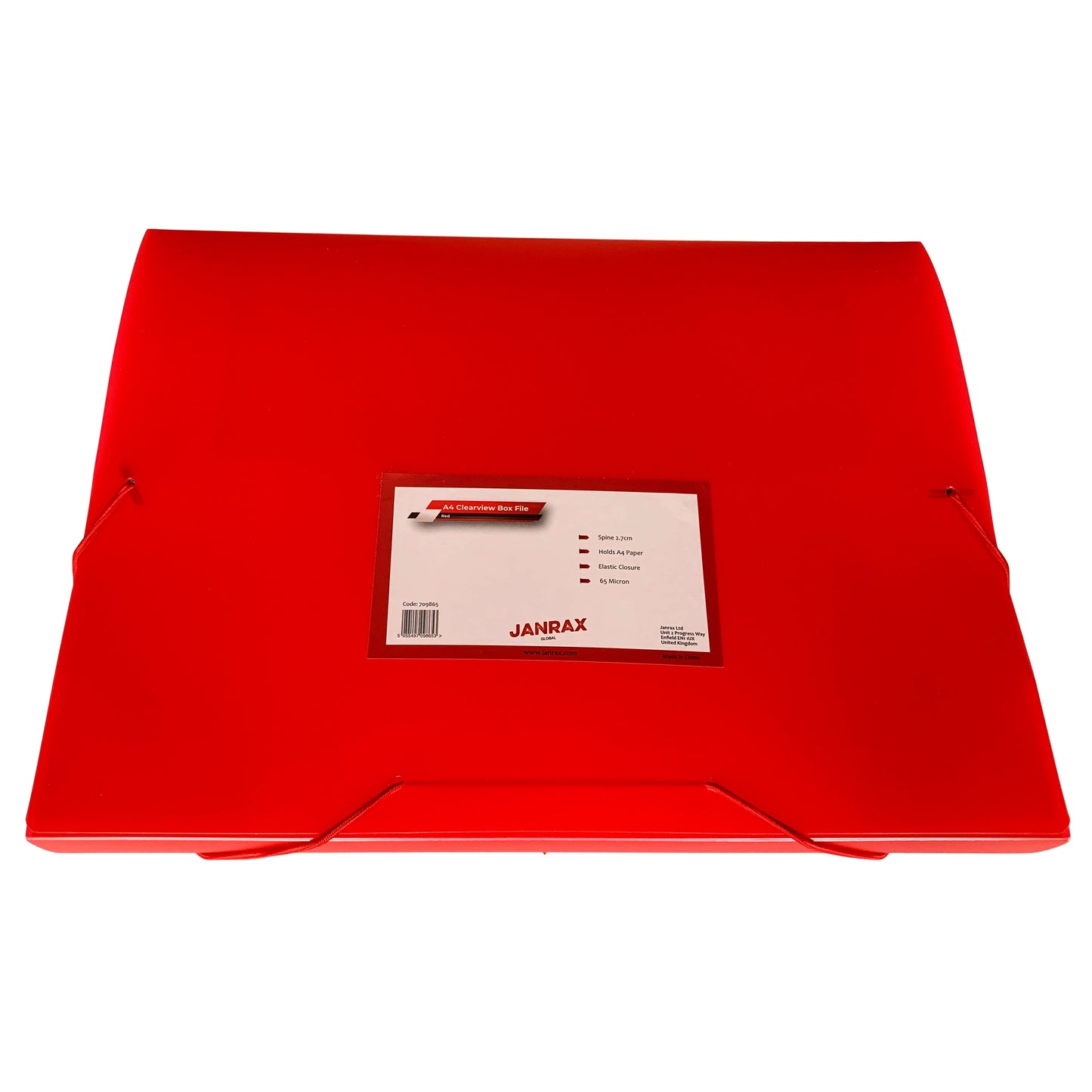 A4 Clearview Red Box File with Elastic Closure