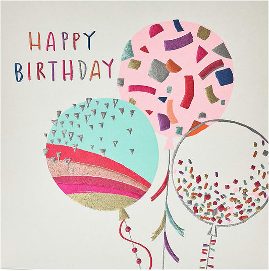 Foil Finished Balloons Pretty Birthday Card For Her
