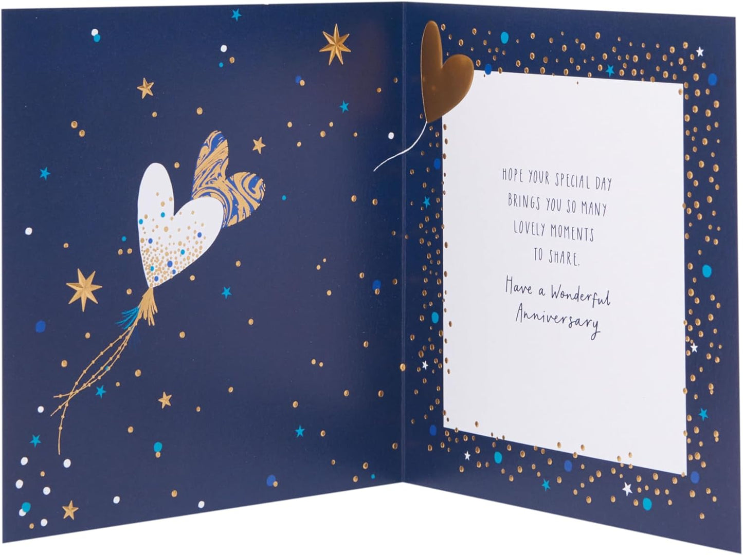 Blue & Gold Design Happy Anniversary Card