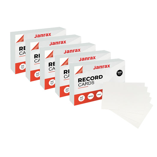Pack of 600 White Plain 5x3" Record Cards – Blank Study Index Cards for Notes, Revision