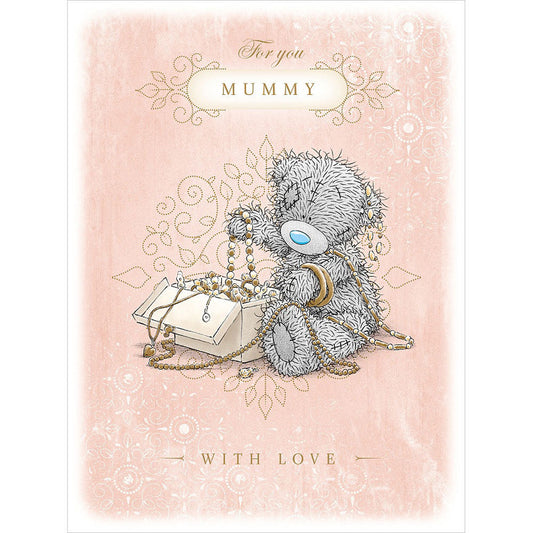 For Mummy Bear Wearing Beads Jewellery Design Mother's Day Card