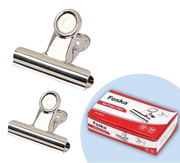 Pack of 12 Metal Large 75mm Spring Binding Grip Clips