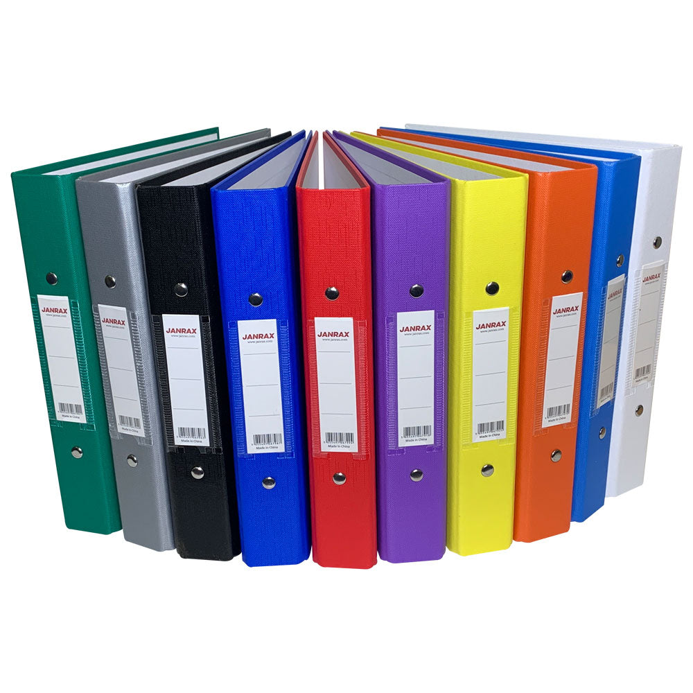 Pack of 5 A5 Blue Paper Over Board Ring Binders by Janrax
