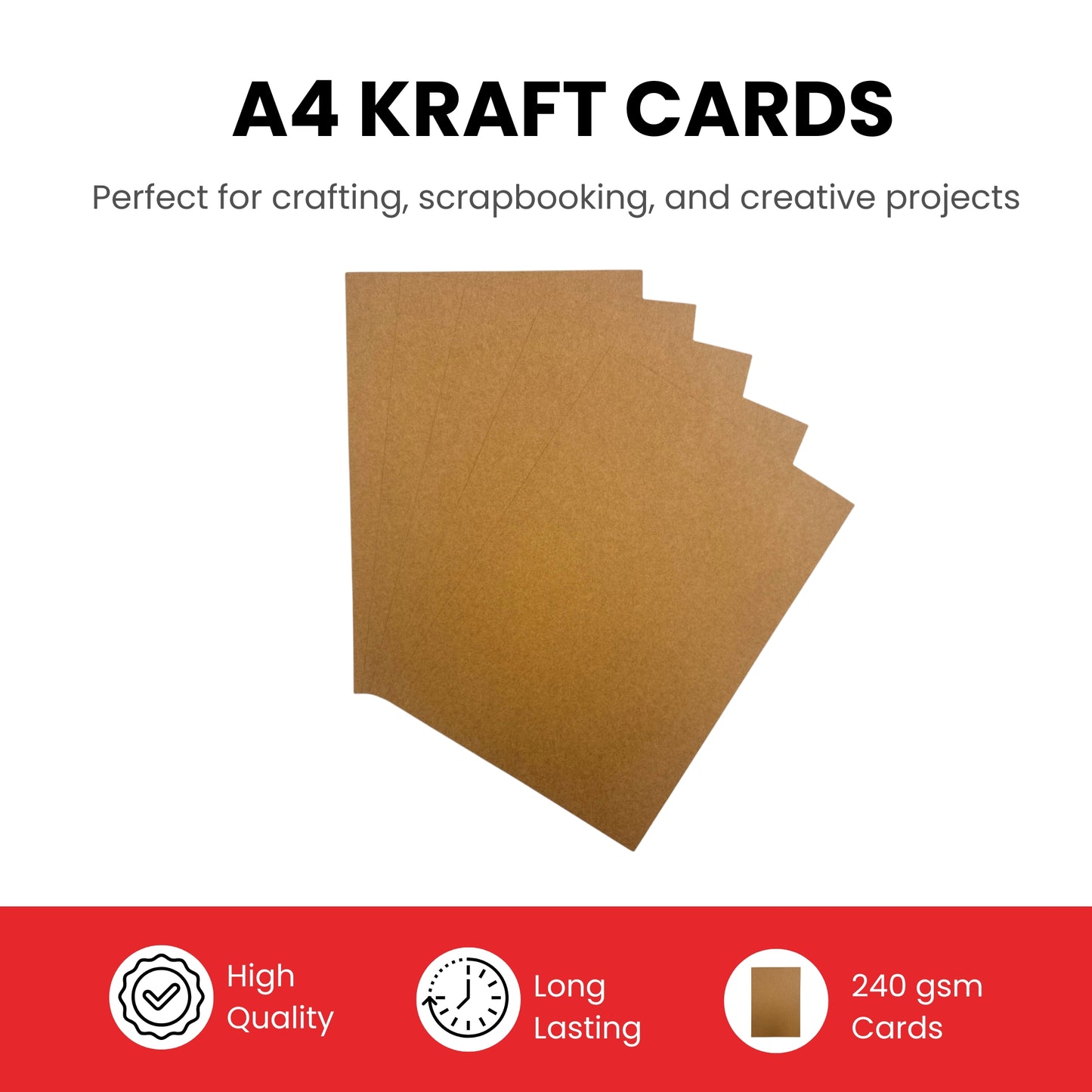 Pack of 10 A4 240gsm Kraft Card Sheets
