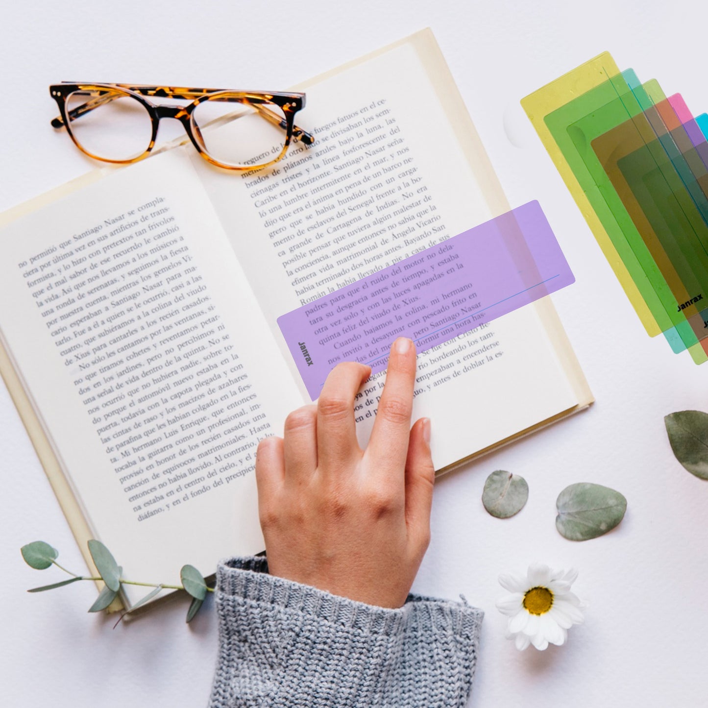 Pack of 8 Light Green 210x80mm Dyslexia Overlay Reading Strips – PET Material, Rounded Corners