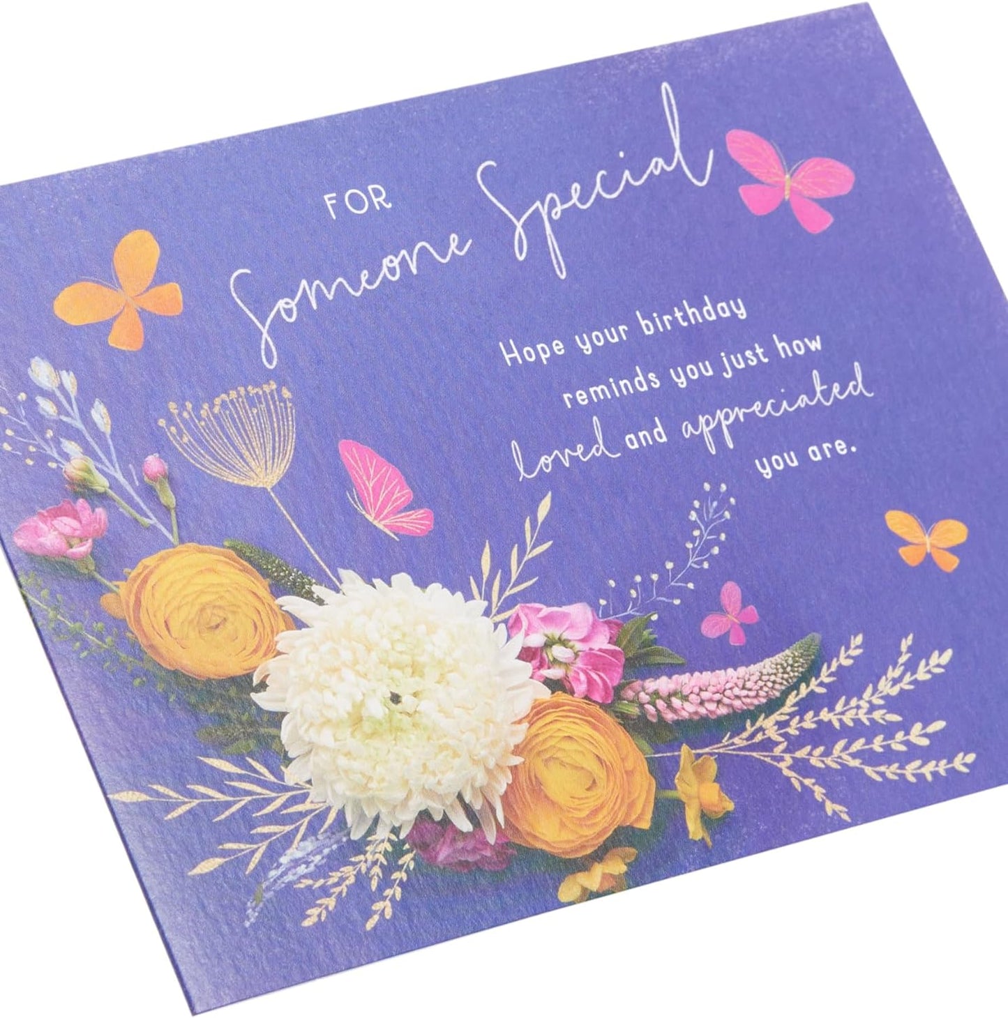 Blue & Floral Design Someone Special Birthday Card