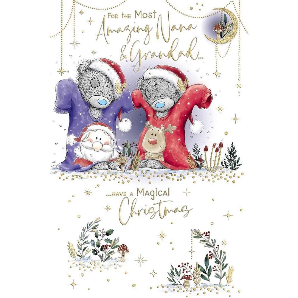 Bears In Xmas Jumpers Nana And Grandad Christmas Card