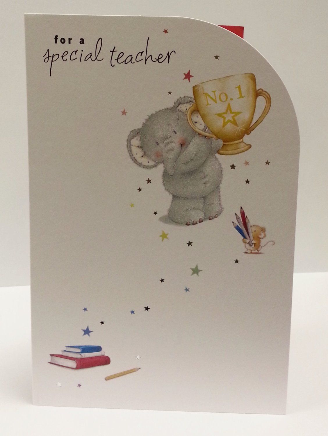 For Special Teacher Elliot And Buttons With Trophy Thank You Card 