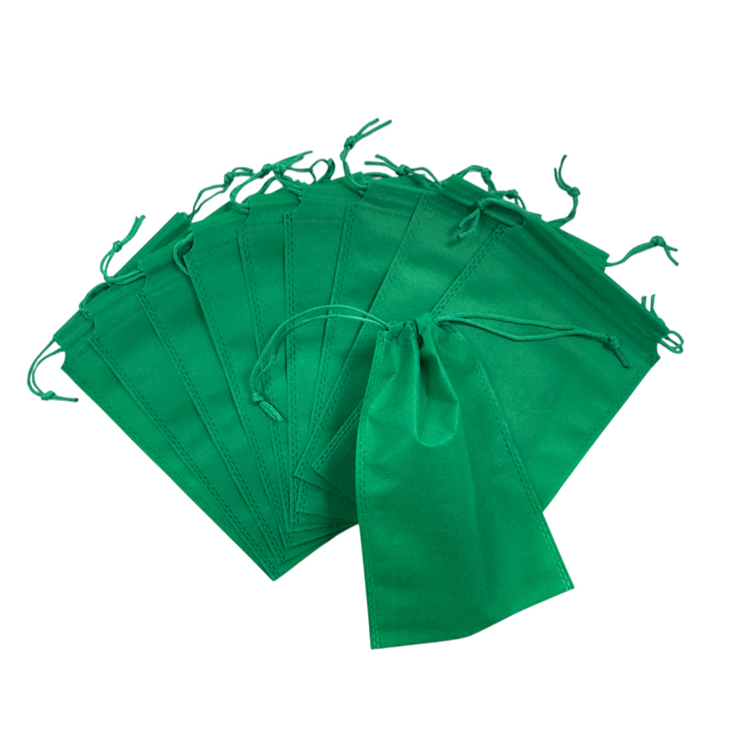 Pack of 50 Dark Green Coloured 25x16cm Non-Woven Drawstring Bags