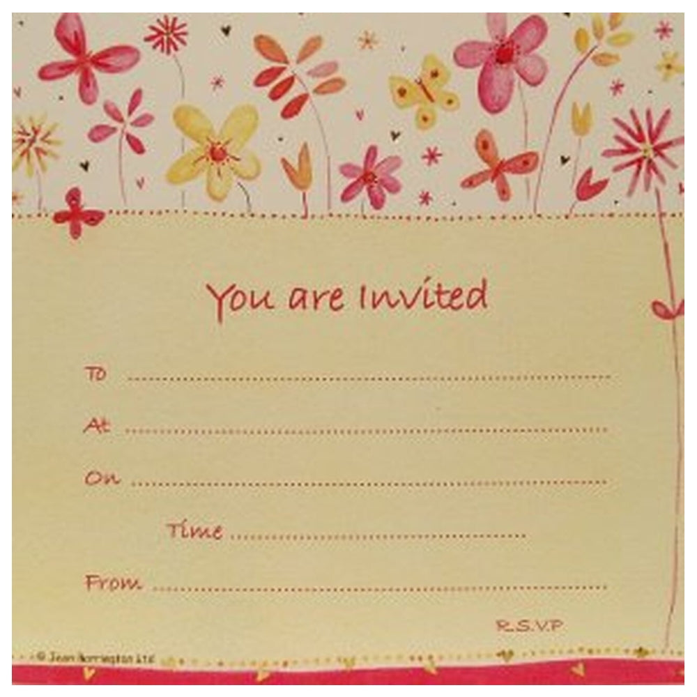 Pack of 10 Pink Daisy Party Invitation Cards