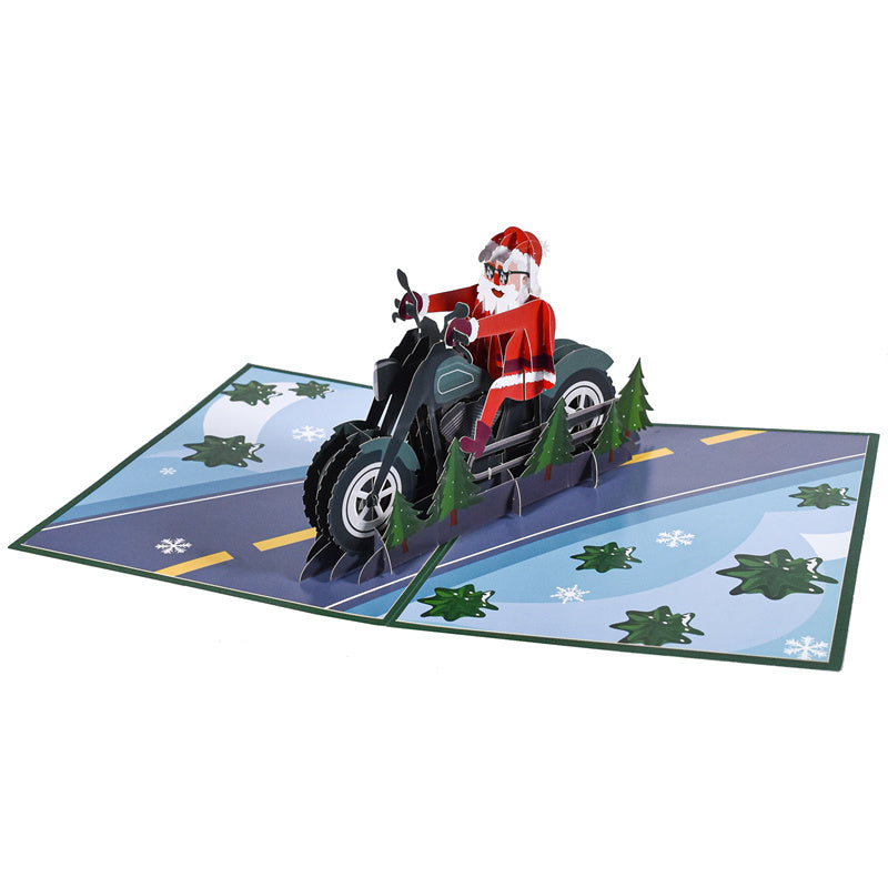 Fast & Festive Santa’s Motorcycle 3D Pop Up Christmas Card