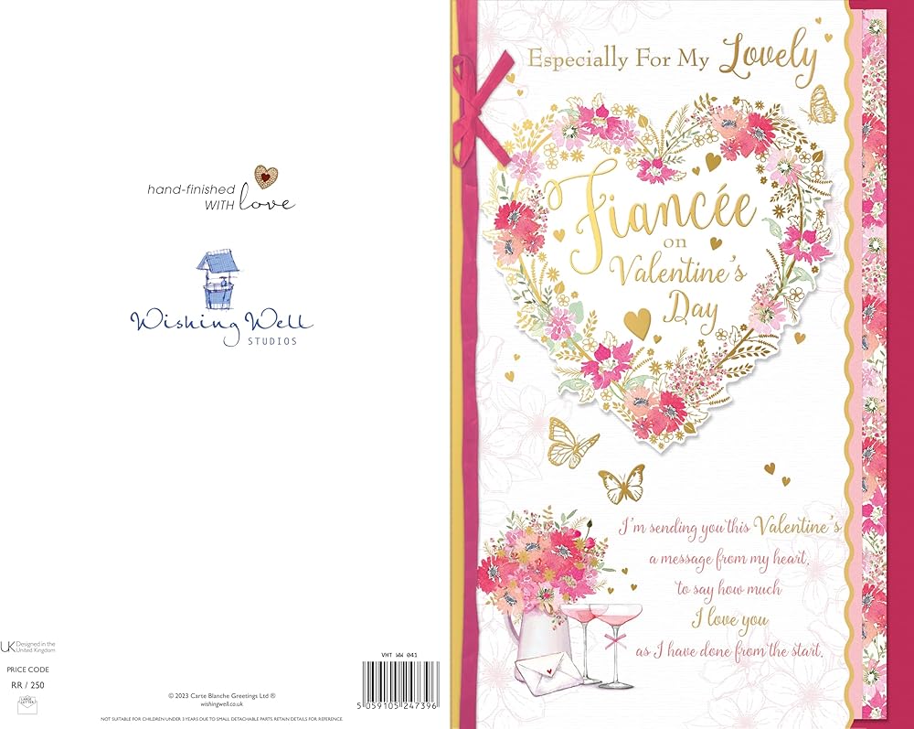 Floral Heart Lovely Fiancée Luxury Handmade 3D Effect Valentine's Day Card