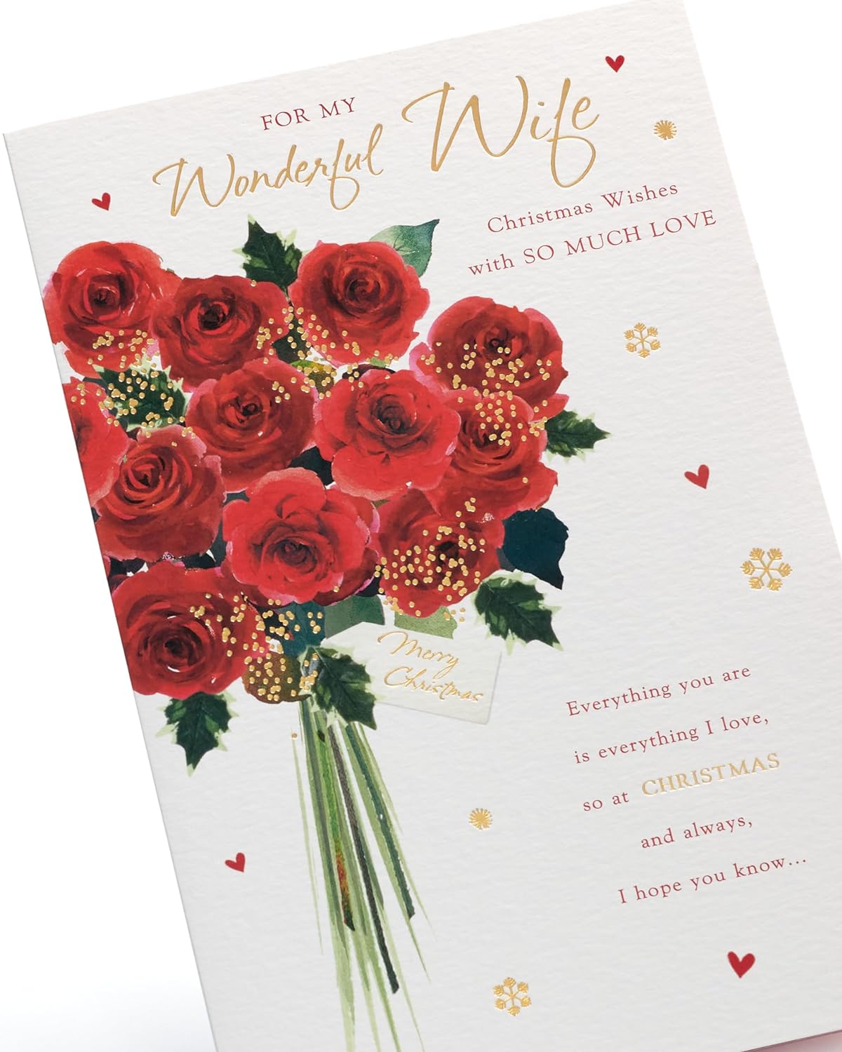 Wife Christmas Card Red Floral Design