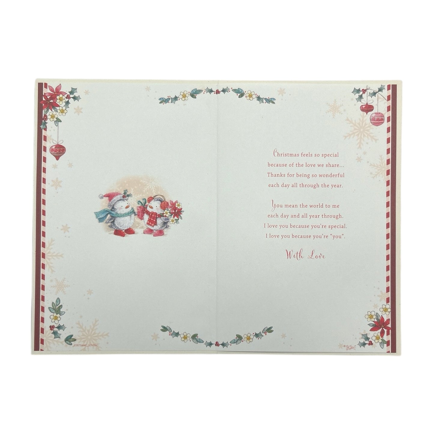 With Love to My Girlfriend Penguins Festive Design Christmas Card