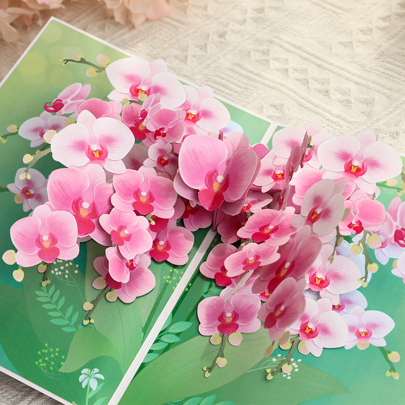 Orchid Elegance Floral 3D Pop Up Greeting Card - Mother's Day Thank You Birthday