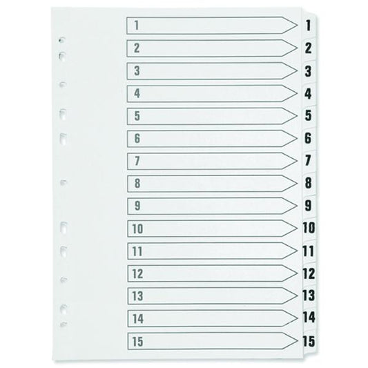 Q-Connect 1-15 Index Multi-Punched Reinforced Board Clear Tab A4 White KF01530