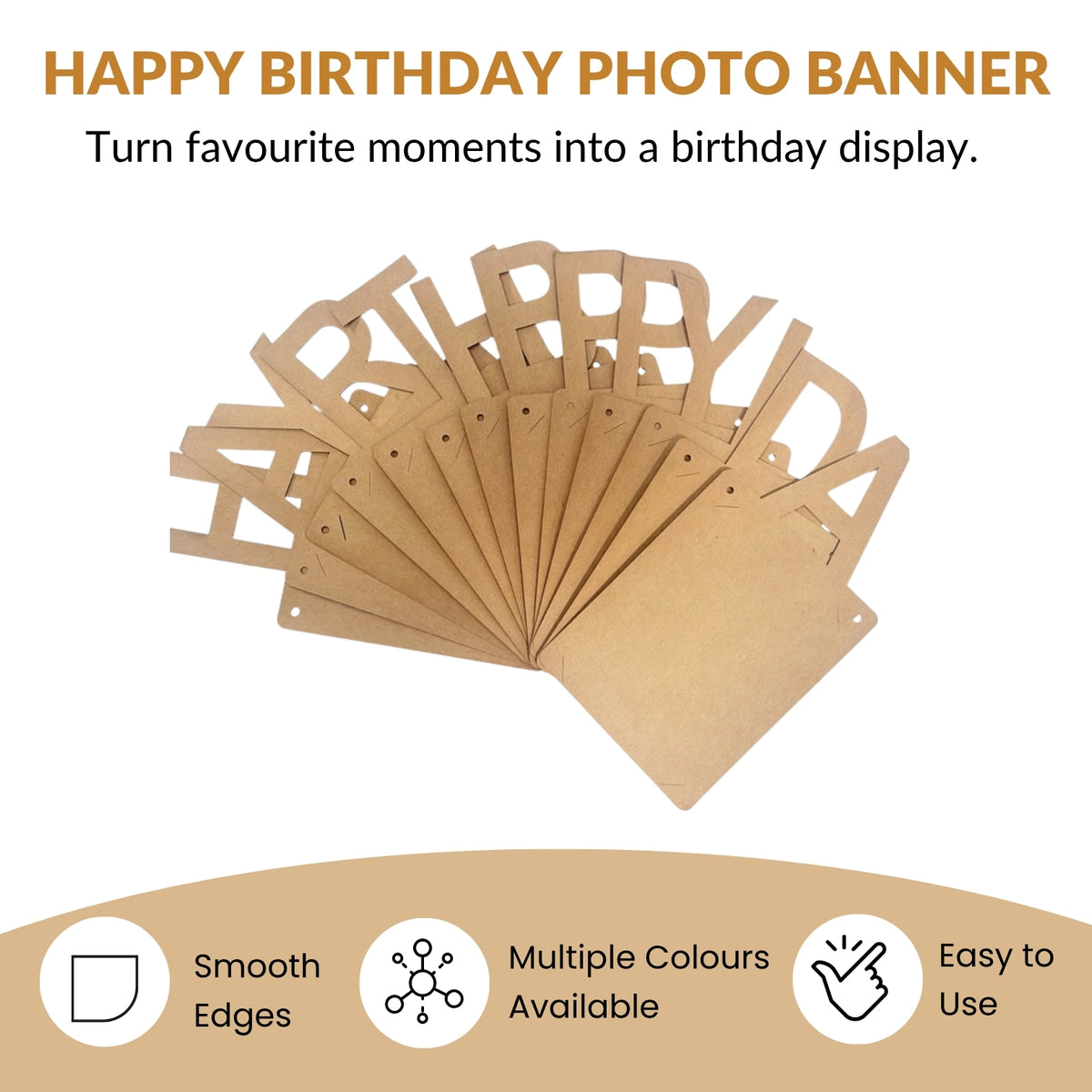 12 x Pink Photo Insert HAPPY BIRTHDAY Banner with Ribbon