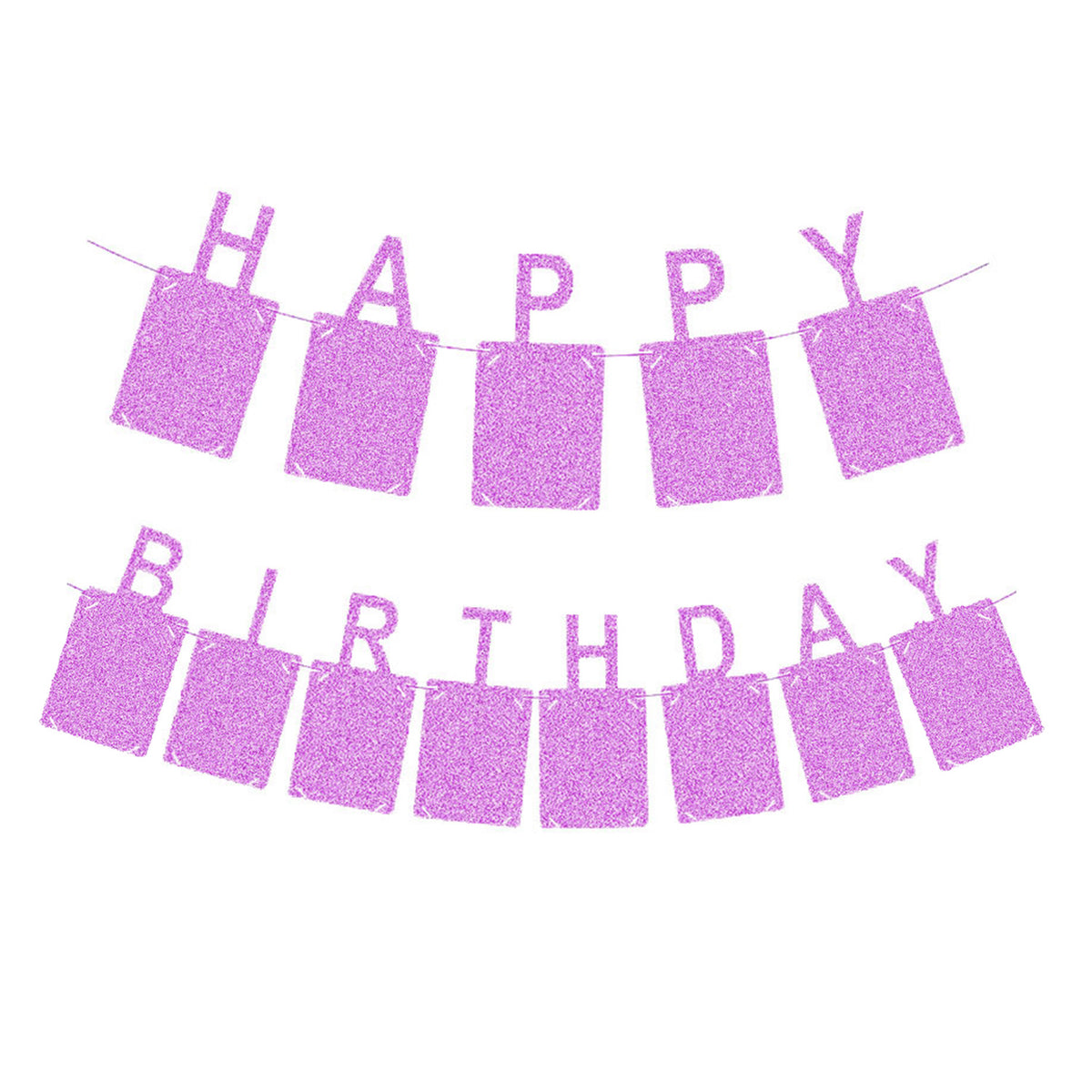 6 x Glitter Purple Photo Insert HAPPY BIRTHDAY Banner with Ribbon