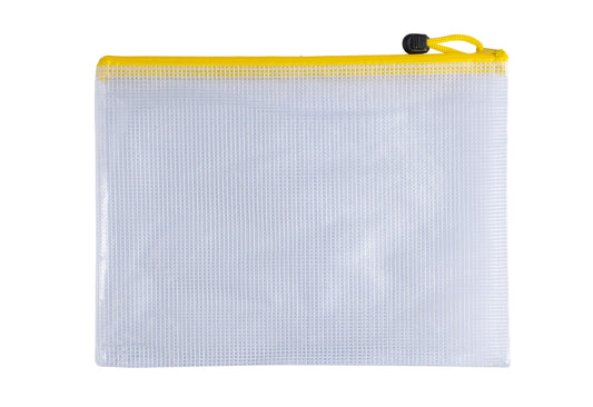 Pack of 12 A5 Yellow PVC Mesh Zip Bags