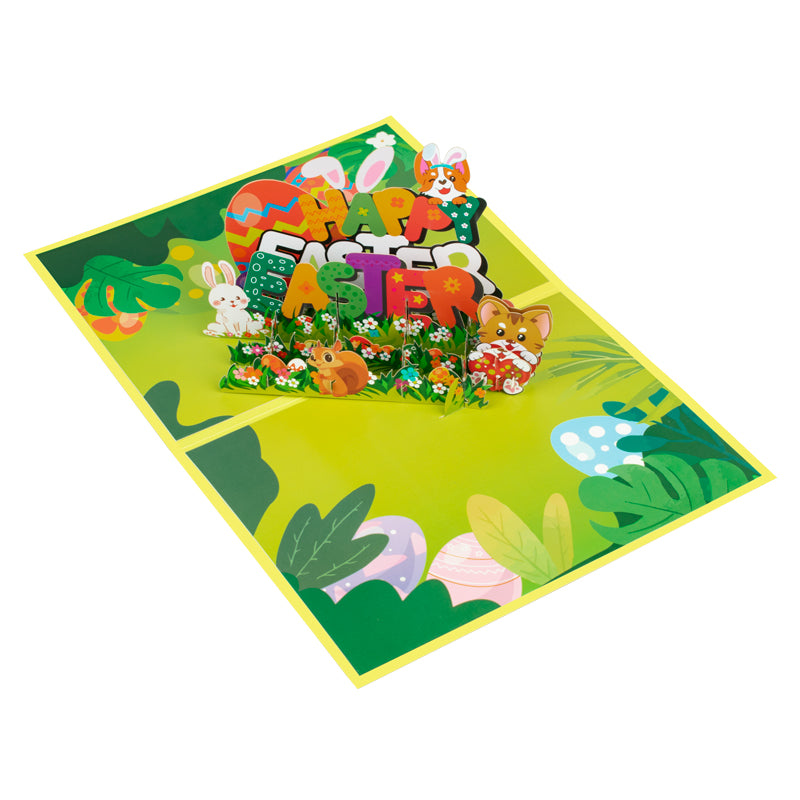 Animal Party Springtime Cheer Celebration 3D Pop Up Easter Card