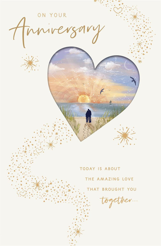 Couple on Beach Design Anniversary Card