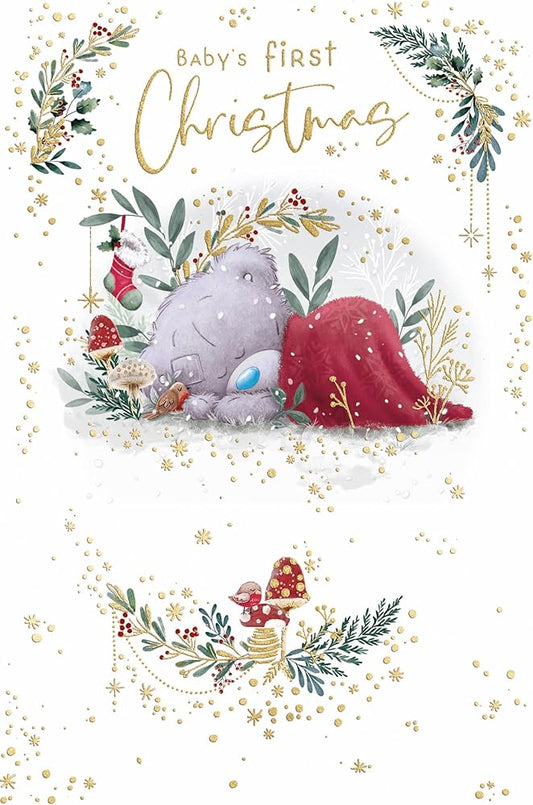 Bear Under Blanket Baby's First Christmas Card