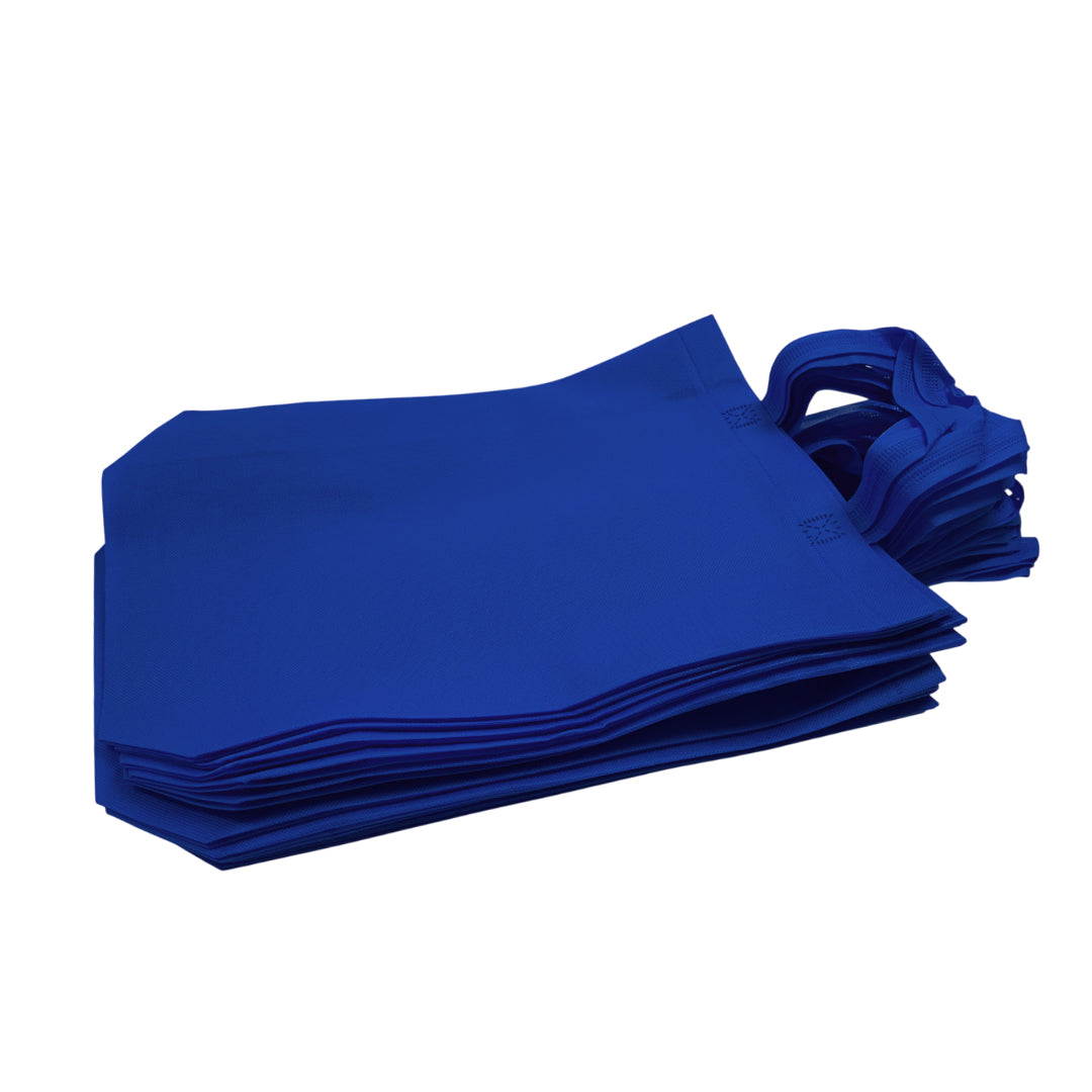 Pack of 100 Blue Coloured 30x38x10cm Non-Woven Bags with Handle